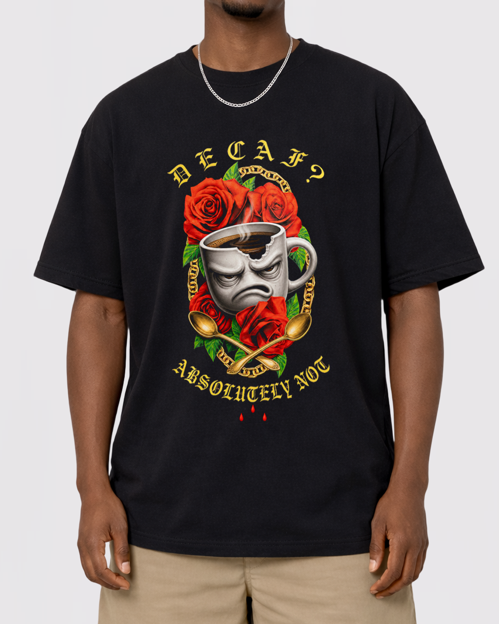 Decaf? Absolutely Not Retro Graphic T-Shirt, primary front view, image 1