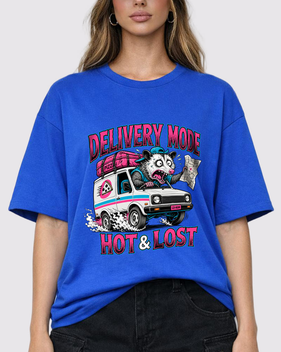 Delivery Mode, Hot And Lost Retro Graphic T-Shirt, primary front view, image 1