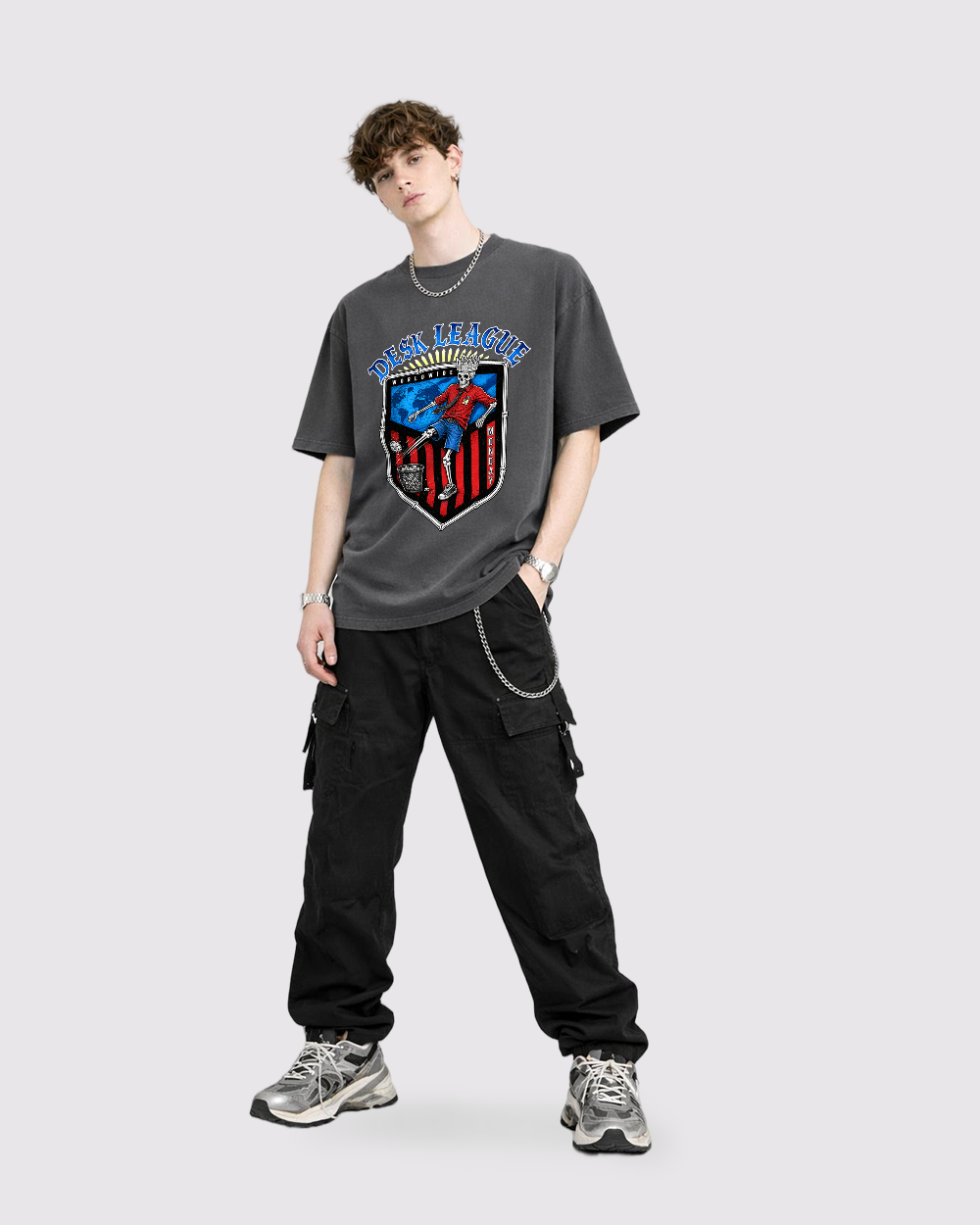 Desk League Monday Retro Graphic T-Shirt, full body fit view, image 2