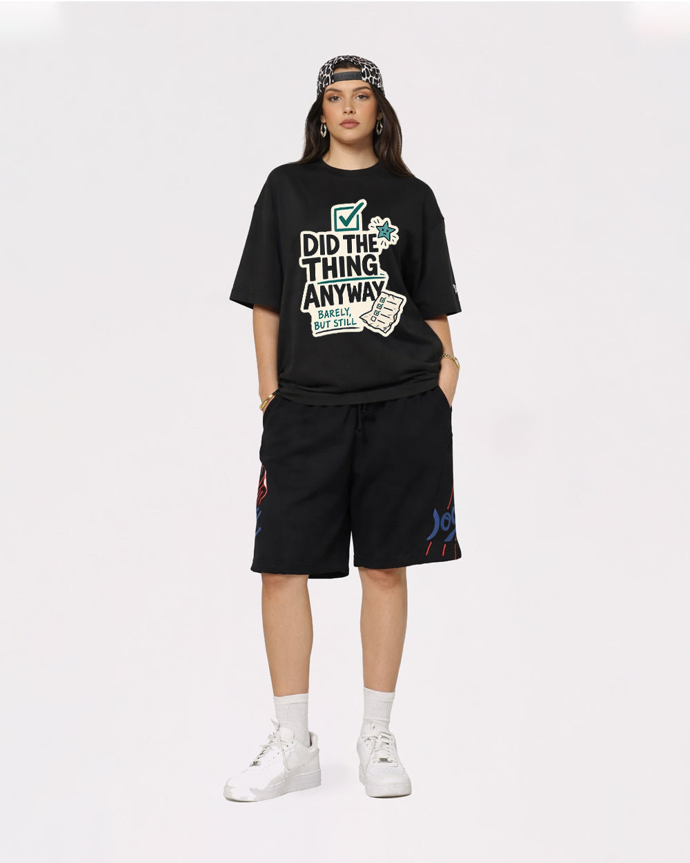 Did The Thing Anyway Pop Culture Graphic T-Shirt, full body fit view, image 2