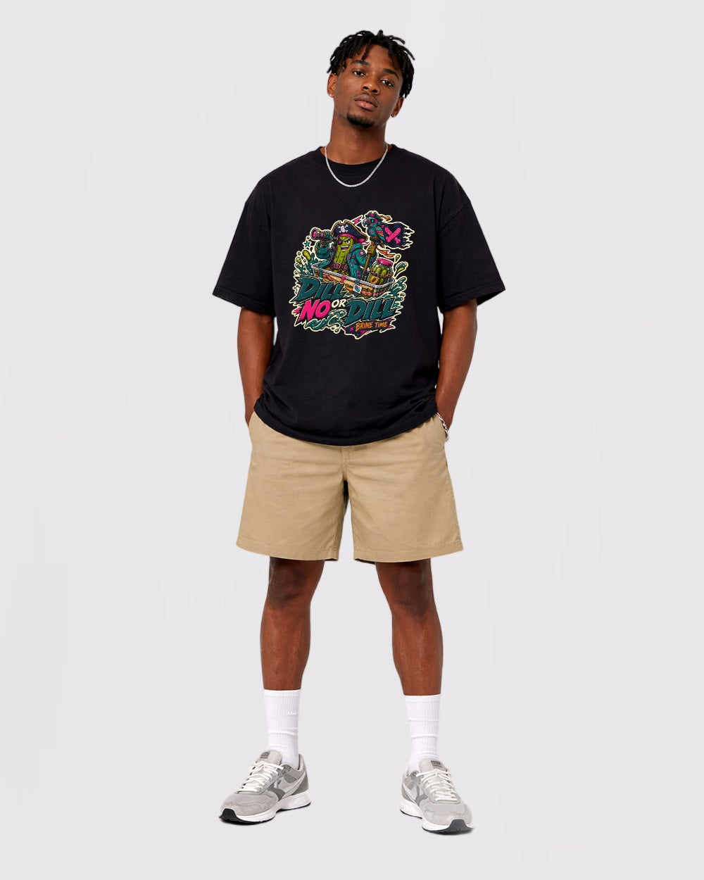 Dill Or No Brine Time Streetwear Graphic T-Shirt, full body fit view, image 2