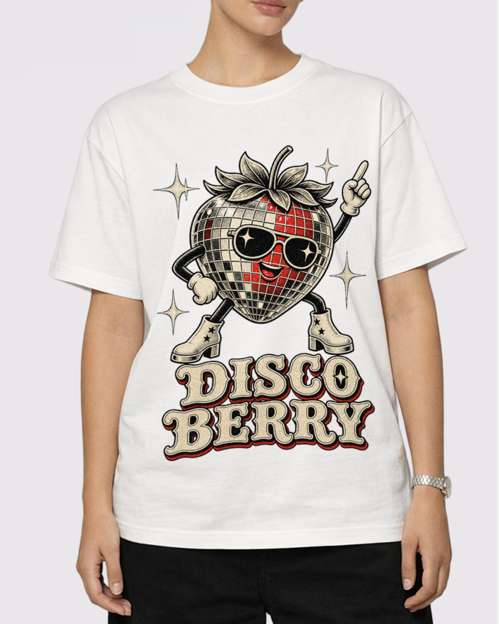 Disco Berry Retro Graphic T-Shirt, primary front view, image 1