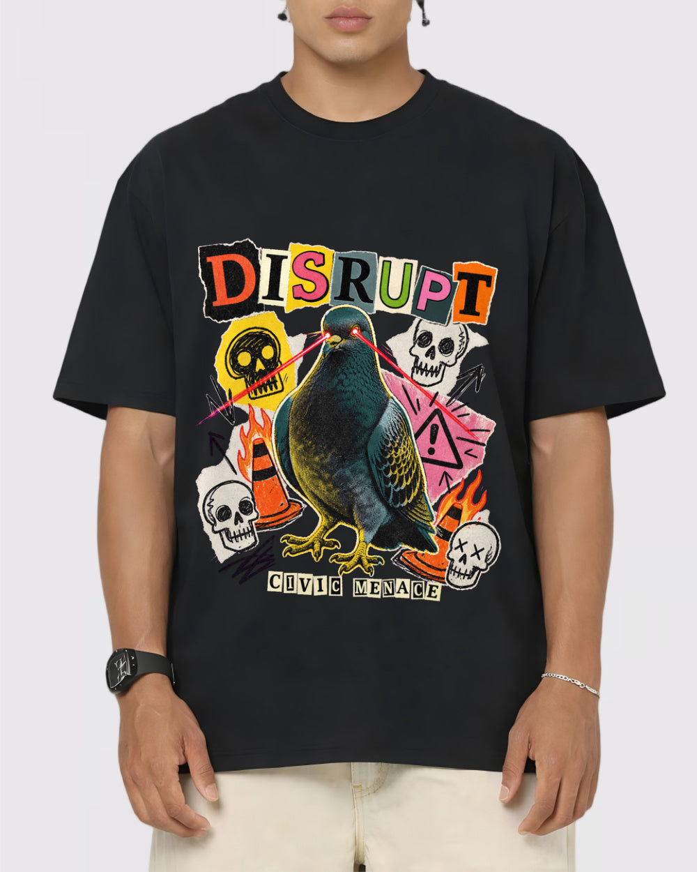 Disrupt, Evil Beware Dark Graphic T-Shirt, primary front view, image 1