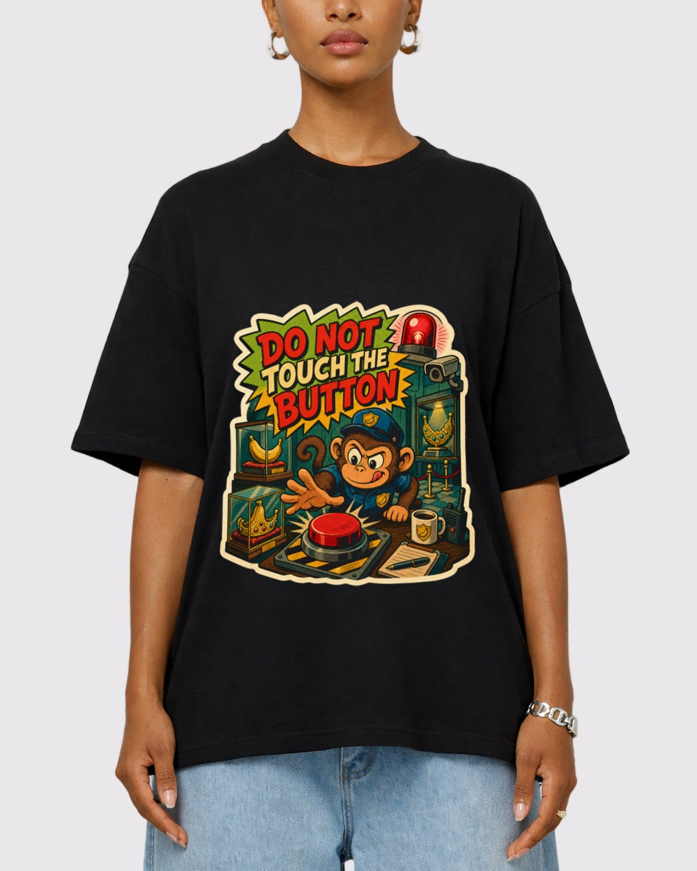 Do Not Touch The Button Gaming Graphic T-Shirt, primary front view, image 1