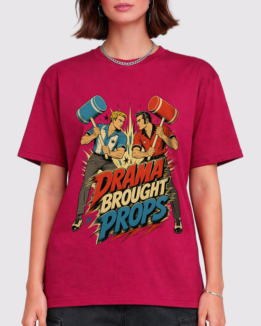 Drama Brought Props Retro Graphic T-Shirt, primary front view, image 1
