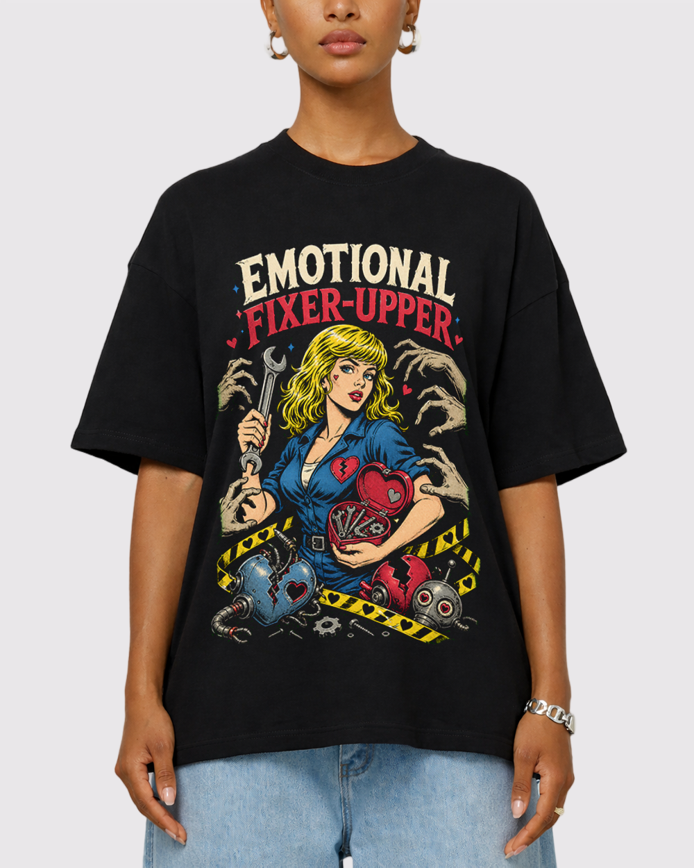 Emotional Fixer Upper Retro Graphic T-Shirt, primary front view, image 1