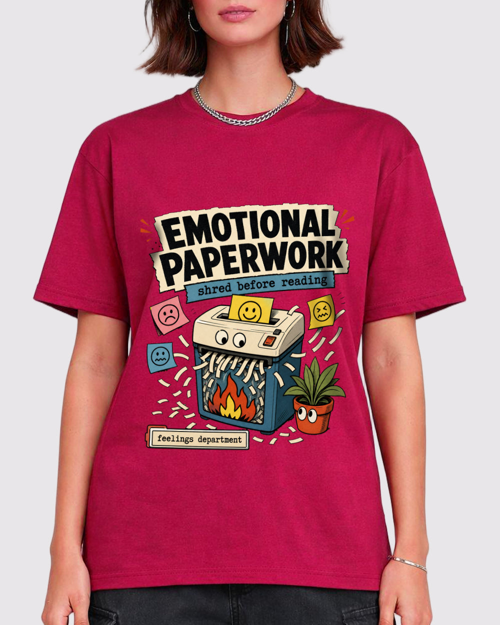 Emotional Paperwork Funny Graphic T-Shirt, primary front view, image 1