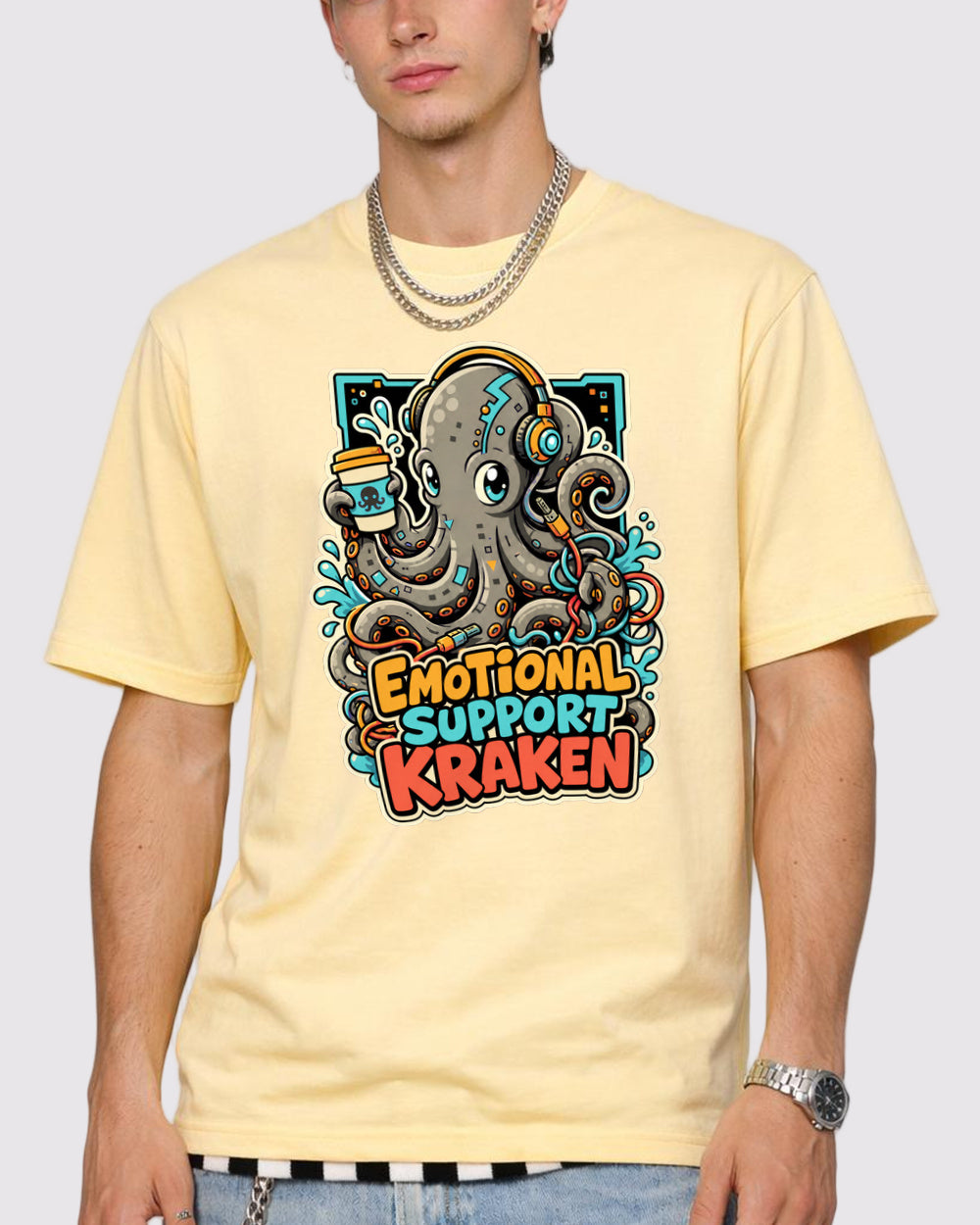Emotional Support Kraken Animal Graphic T-Shirt, primary front view, image 1