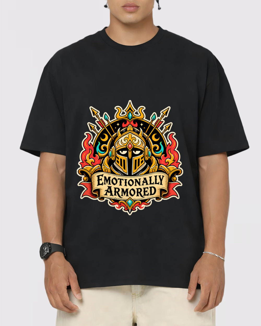 Emotionally Armored Dark Graphic T-Shirt, primary front view, image 1