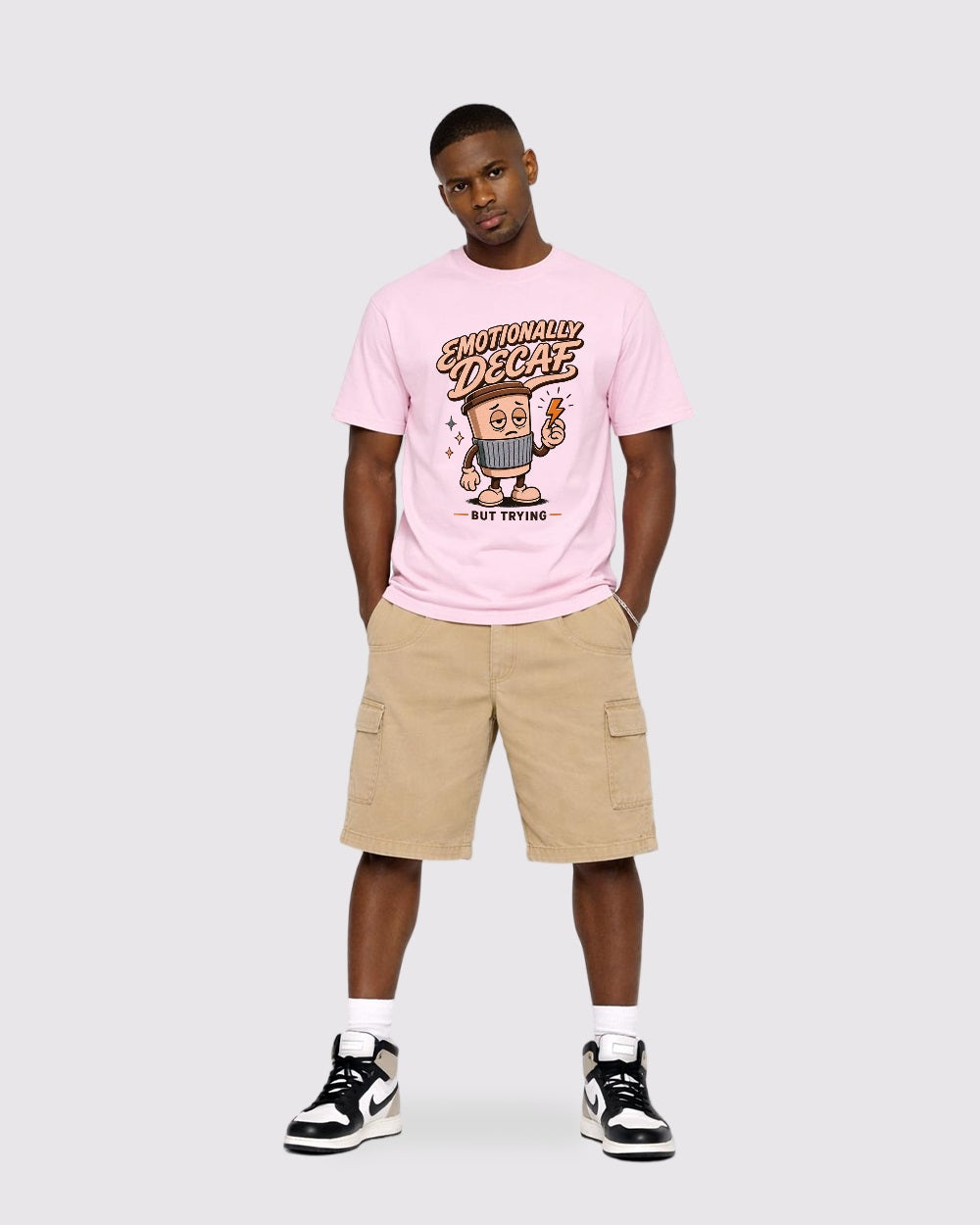 Beige Emotionally Dehydrated Graphic T-Shirt full body fit view 2 image
