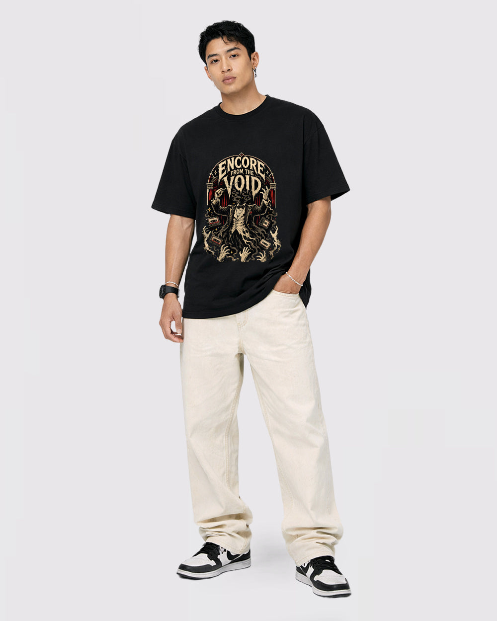 Encore From The Void Dark Graphic T-Shirt, full body fit view, image 2