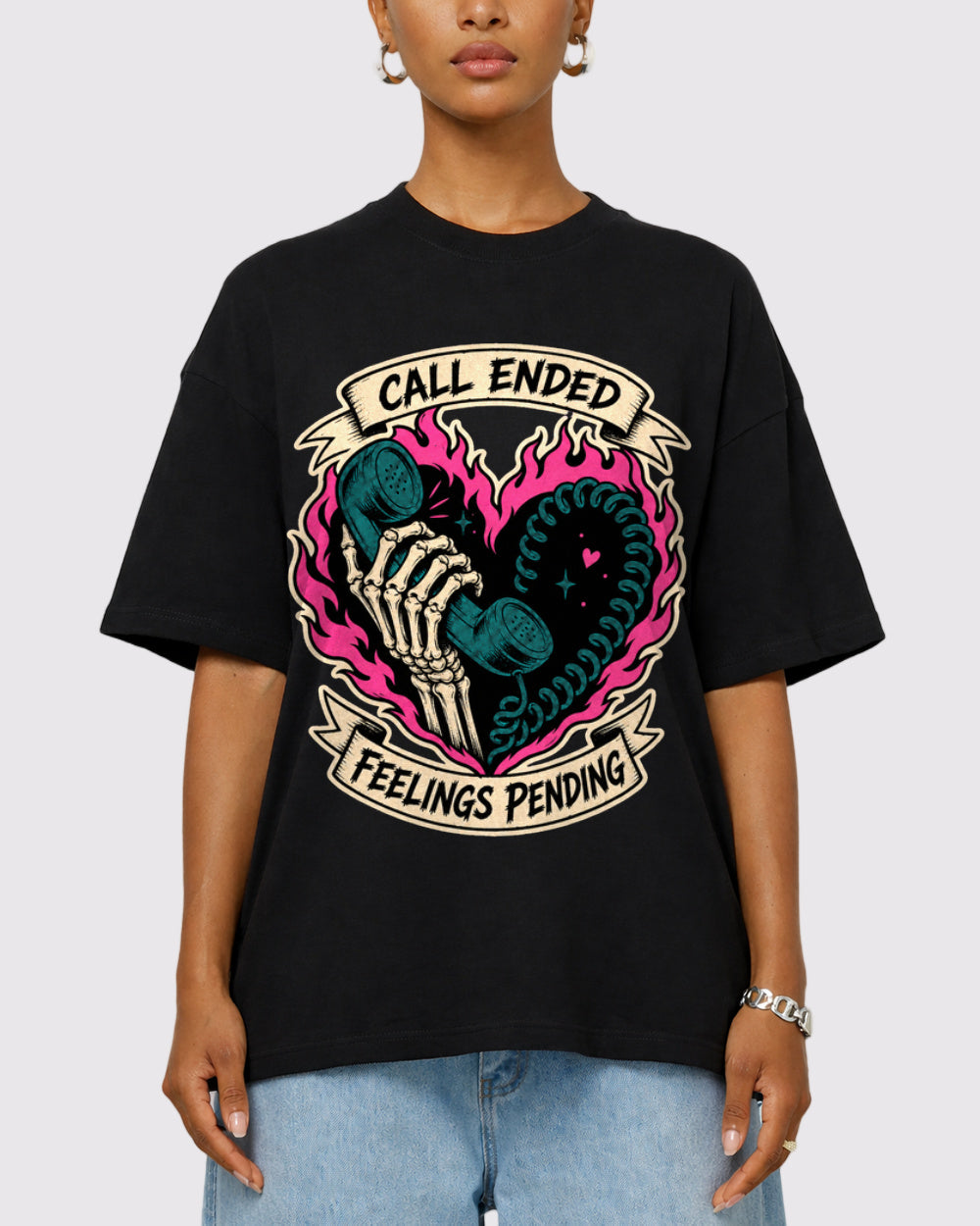 Ended Call Dark Graphic T-Shirt, primary front view, image 1