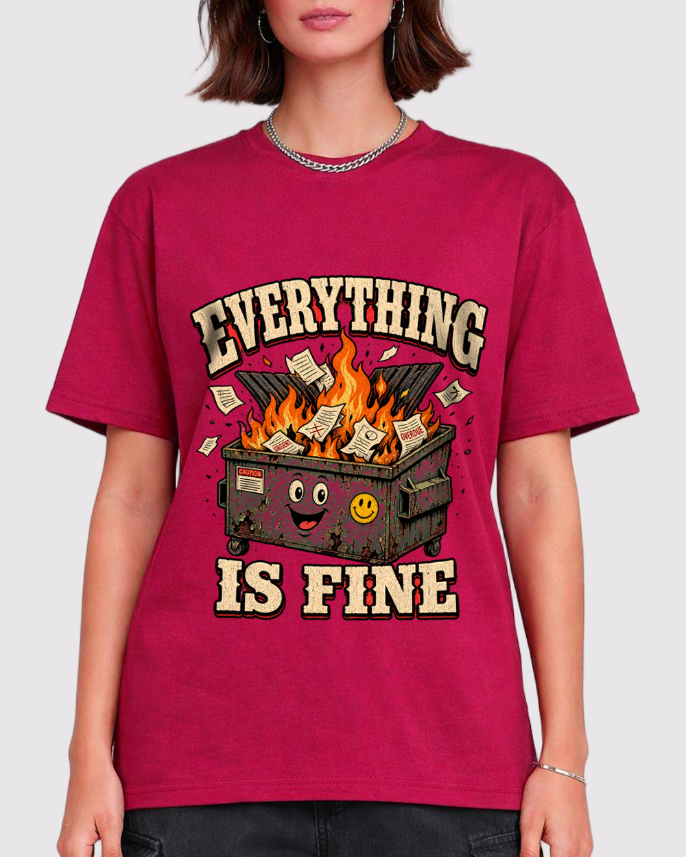 Everything is Fine Retro Graphic T-Shirt, primary front view, image 1