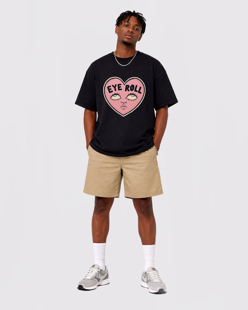 Eye Roll Pop Culture Graphic T-Shirt, full body fit view, image 2