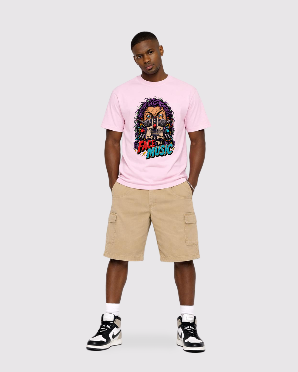 Face the Music Retro Graphic T-Shirt, full body fit view, image 2