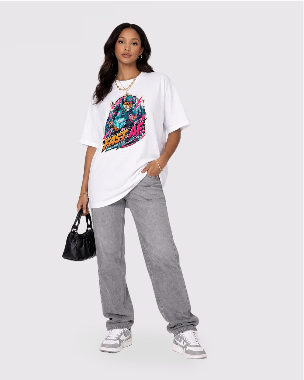 Fast AF, Handle With Hype Streetwear Graphic T-Shirt, full body fit view, image 2