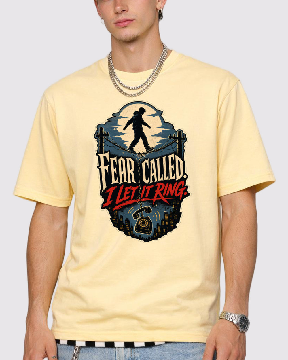 White Fear Called Left It Lingering Graphic T-Shirt primary front view 1 image