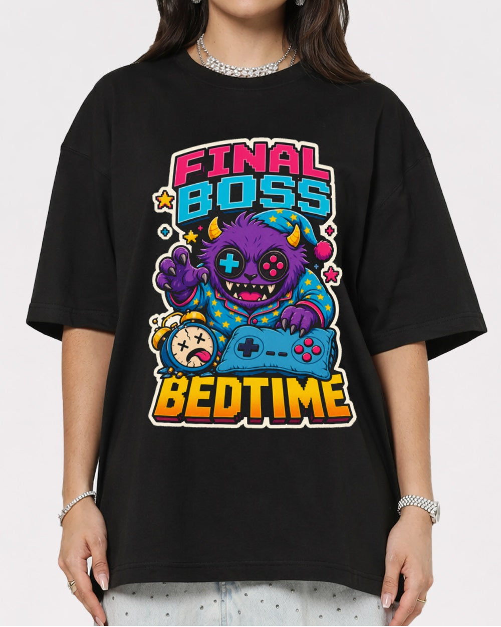 Final Boss Bedtime Gaming Graphic T-Shirt, primary front view, image 1