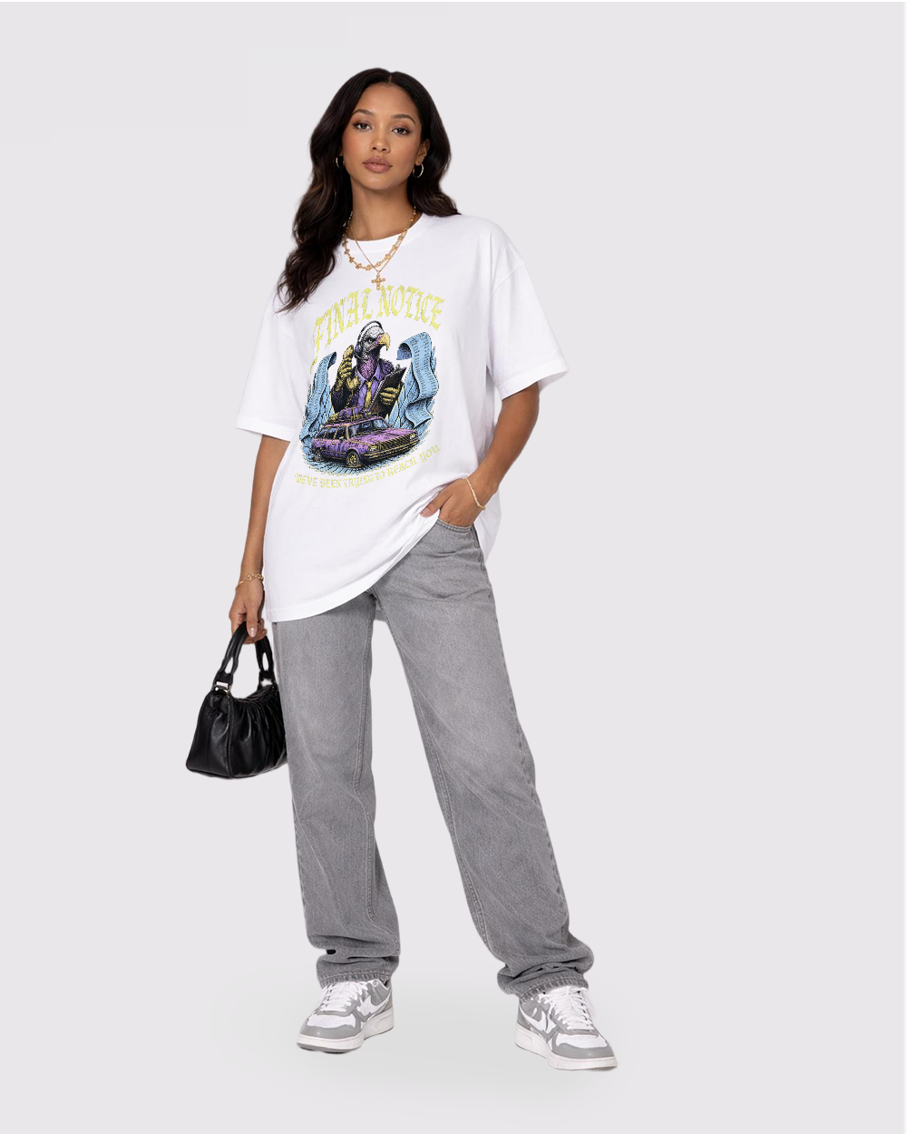 Final Notice Retro Graphic T-Shirt, full body fit view, image 2