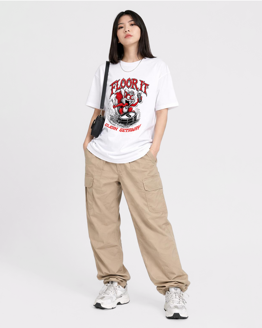 Floor It, Clean Getaway Retro Graphic T-Shirt, full body fit view, image 2