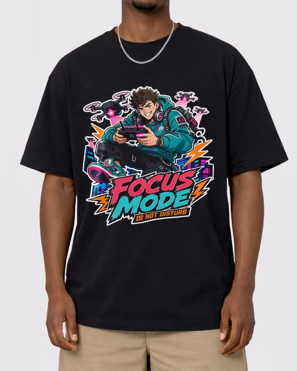 White Focus Mode Graphic T-Shirt primary front view 1 image