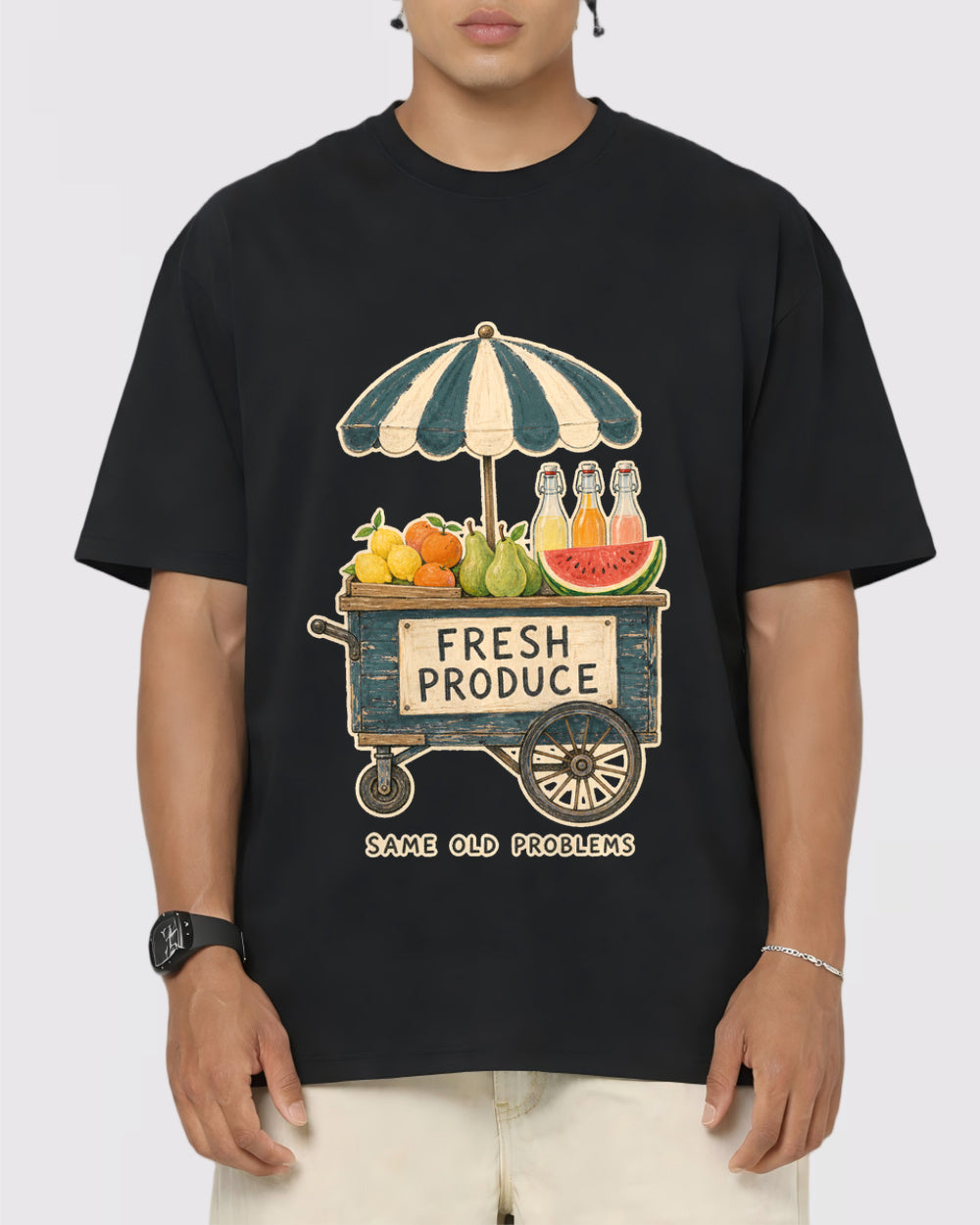 Fresh Produce Same Old Problems Food Graphic T-Shirt, primary front view, image 1