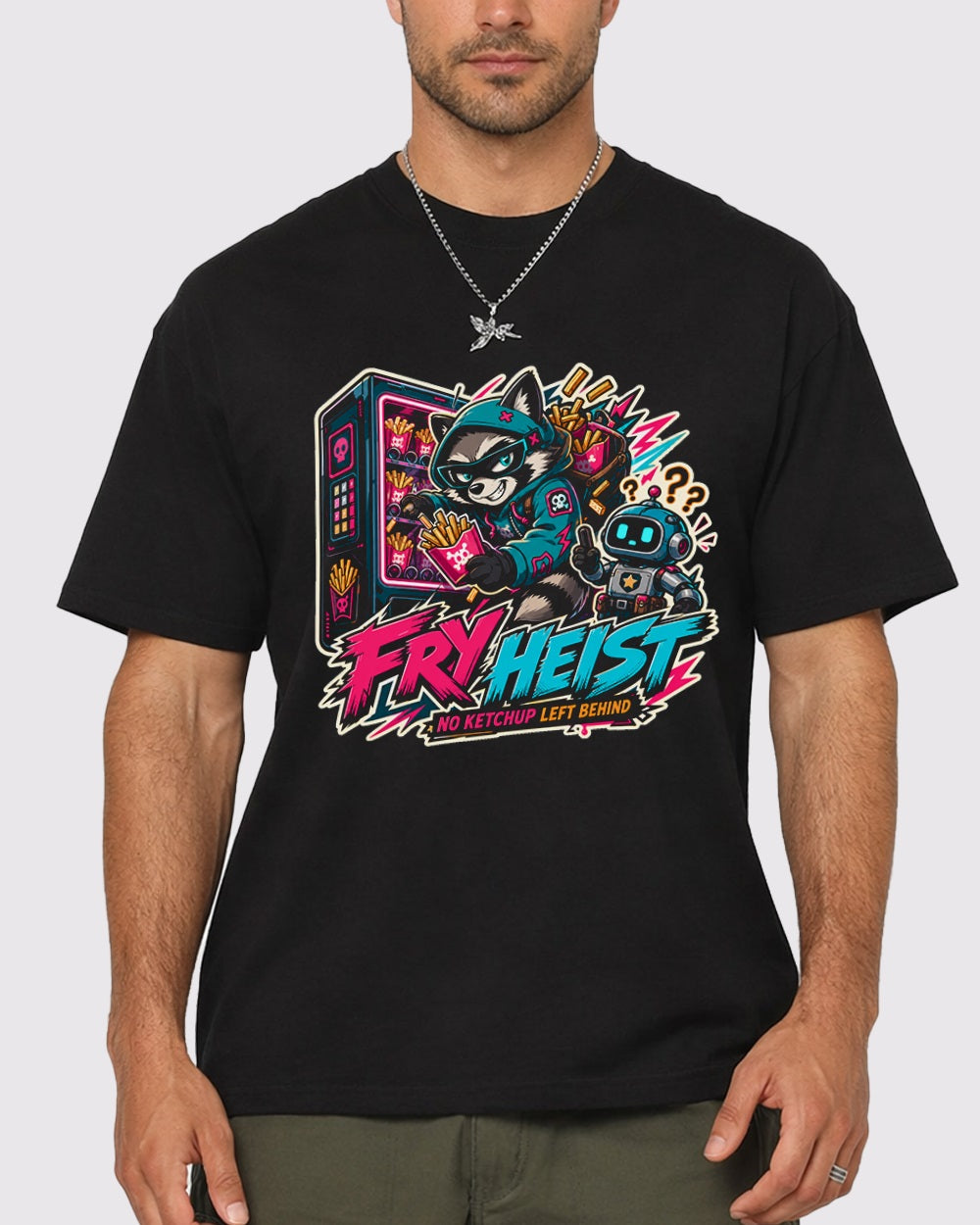 Fry Heist, No Ketchup Left Behind Streetwear Graphic T-Shirt, primary front view, image 1