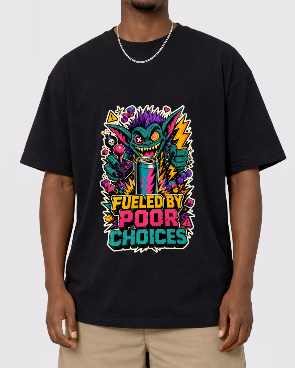 White Fueled by Poor Choices Graphic T-Shirt primary front view 1 image