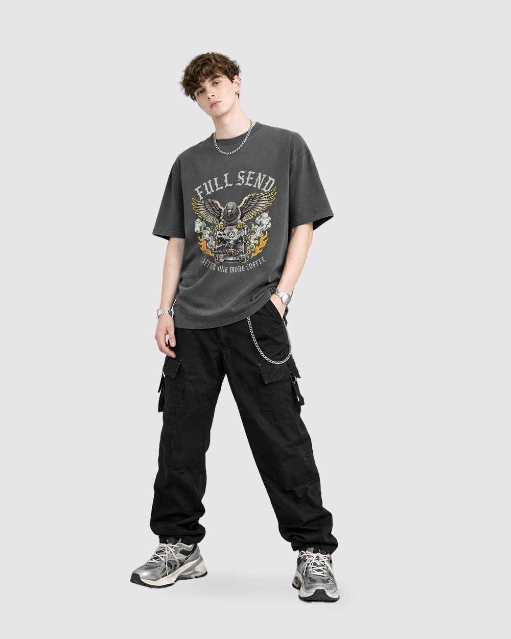 Full Send Retro Graphic T-Shirt, full body fit view, image 2