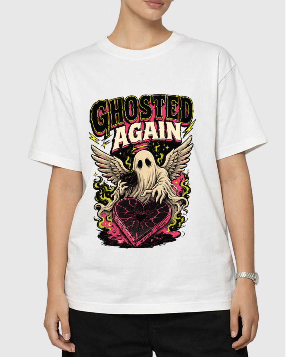 Ghosted Again Dark Graphic T-Shirt, primary front view, image 1