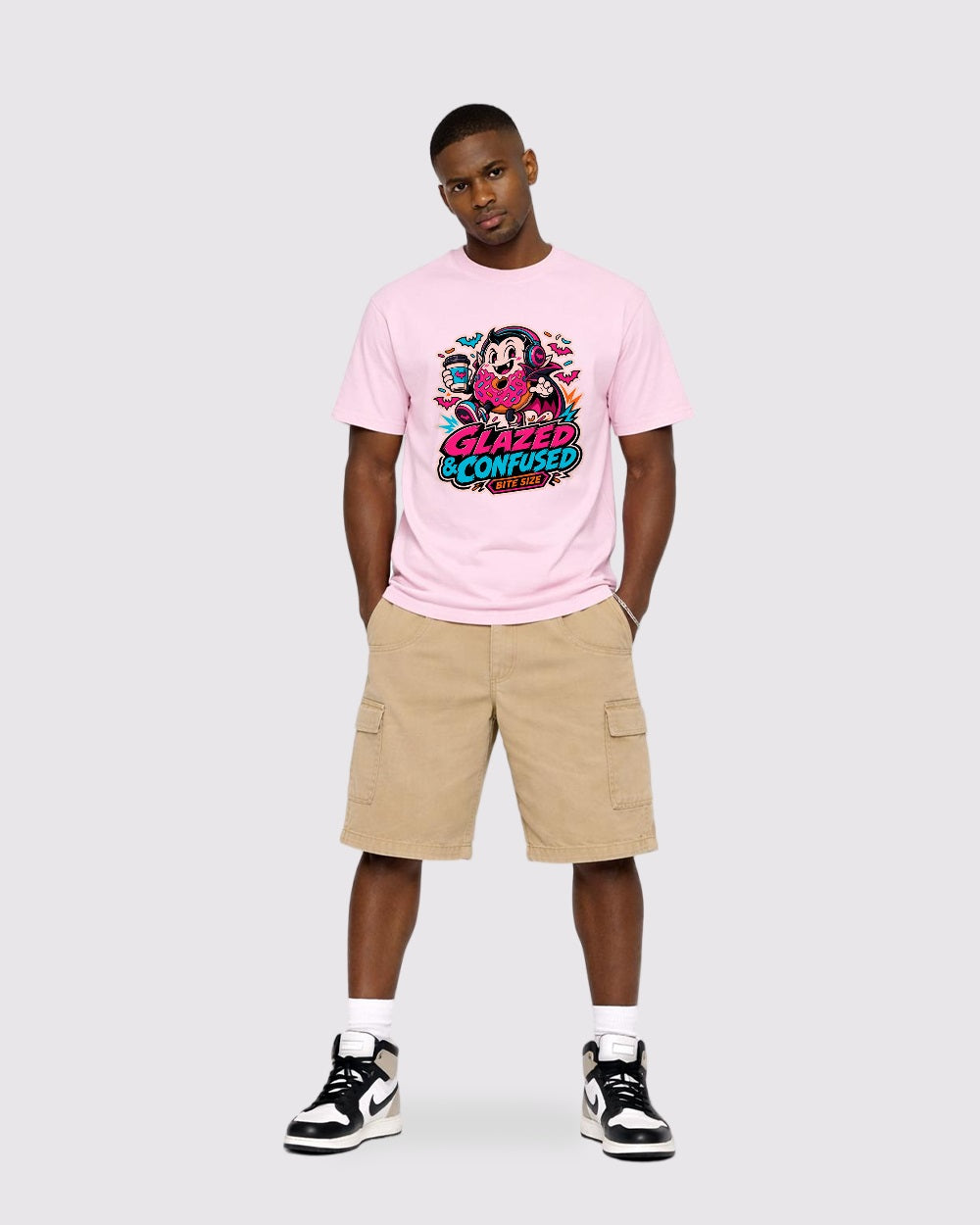 Glazed And Confused, Bite Size Streetwear Graphic T-Shirt, full body fit view, image 2