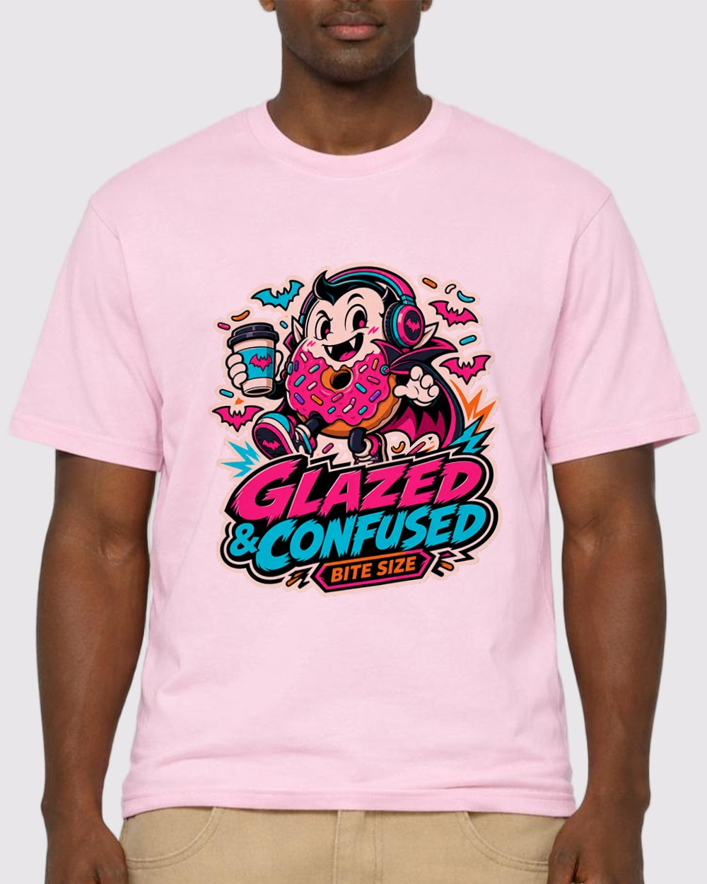 Glazed And Confused, Bite Size Streetwear Graphic T-Shirt, primary front view, image 1