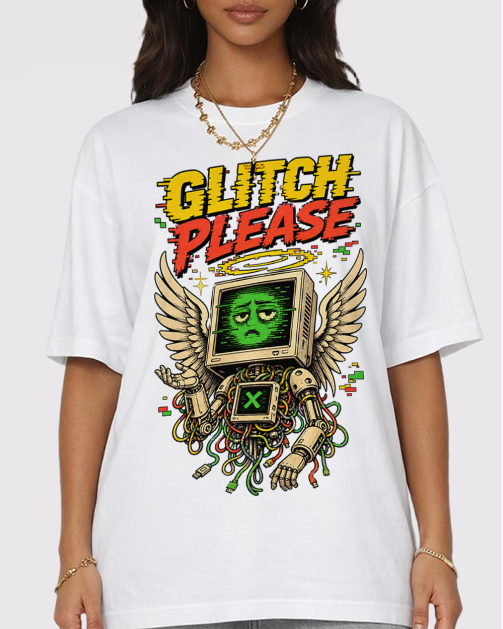 Glitch Please Retro Graphic T-Shirt, primary front view, image 1