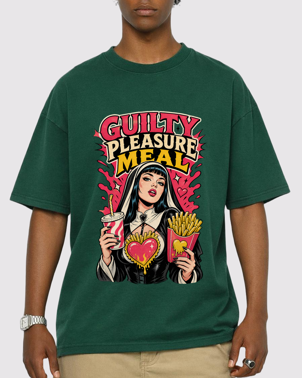 Guilty Pleasure Meal Retro Graphic T-Shirt, primary front view, image 1