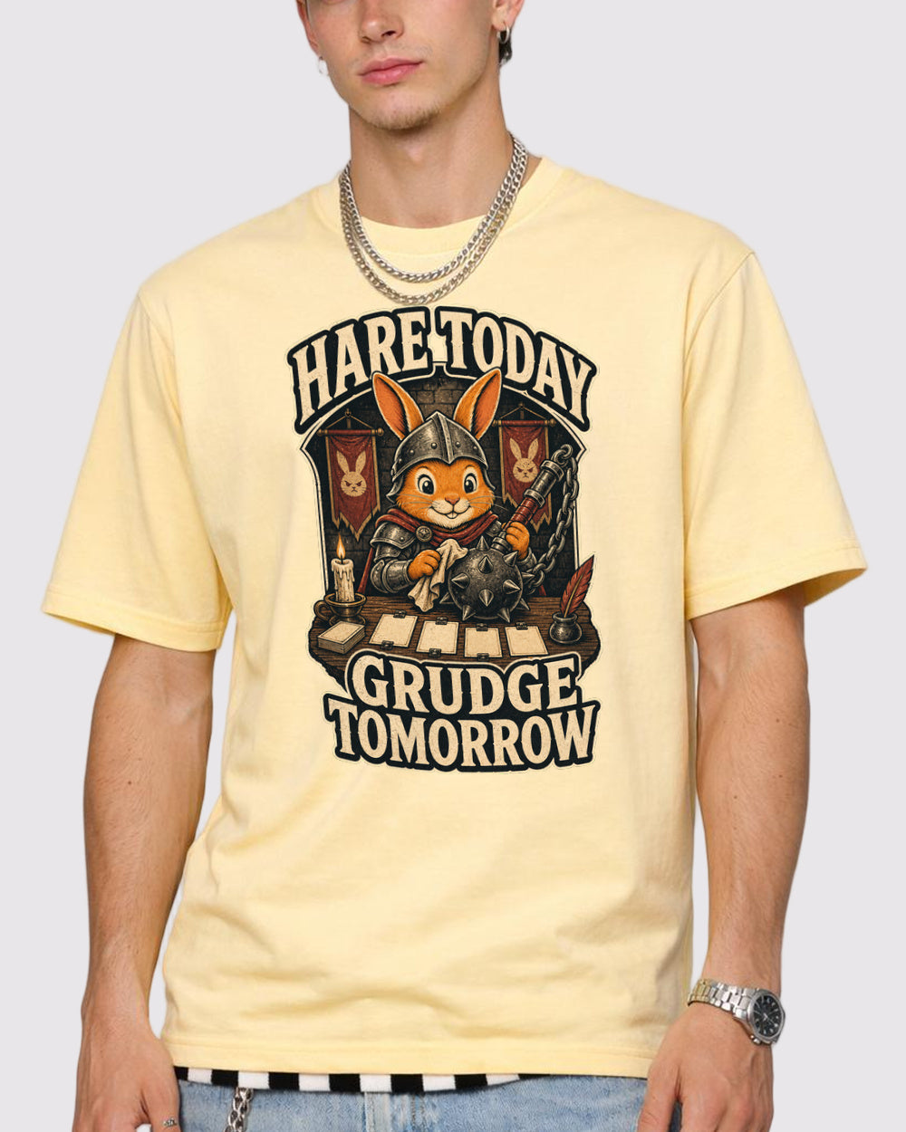 Hare Today Grudge Tomorrow Animal Graphic T-Shirt, primary front view, image 1