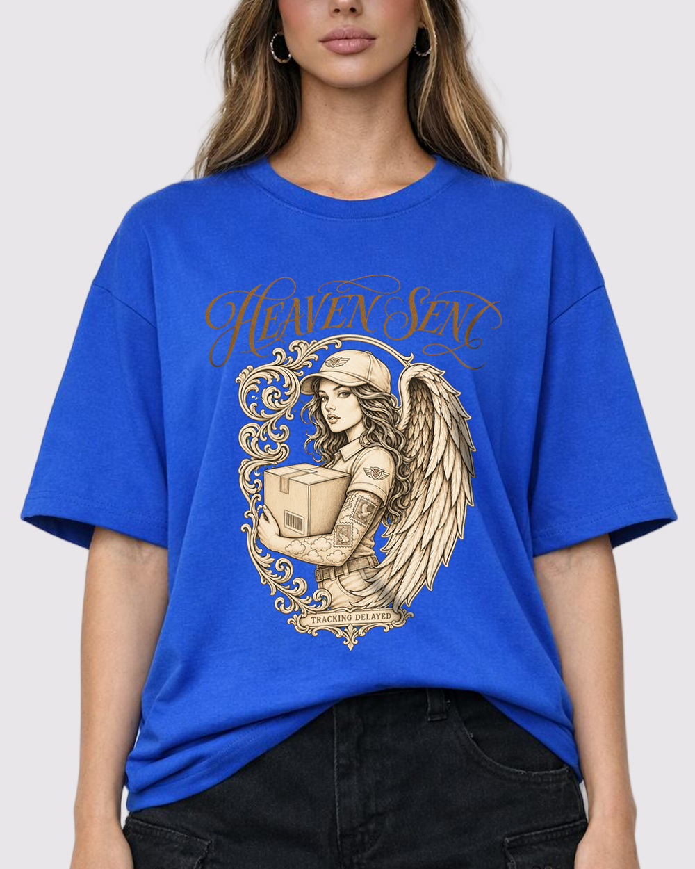 Heaven Sent, Tracking Delayed Retro Graphic T-Shirt, primary front view, image 1