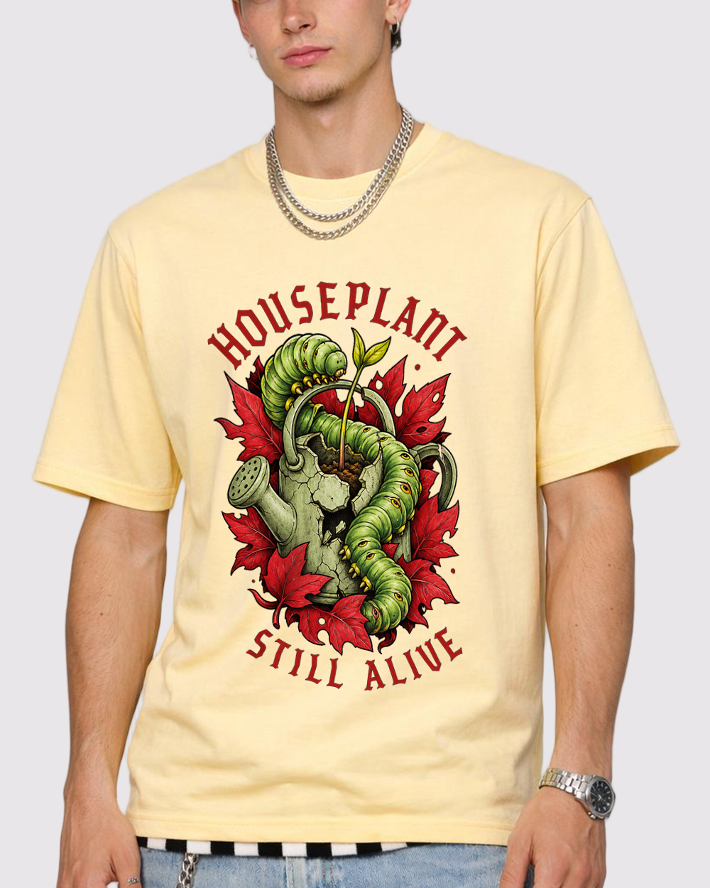 Houseplant Still Alive Retro Graphic T-Shirt, primary front view, image 1