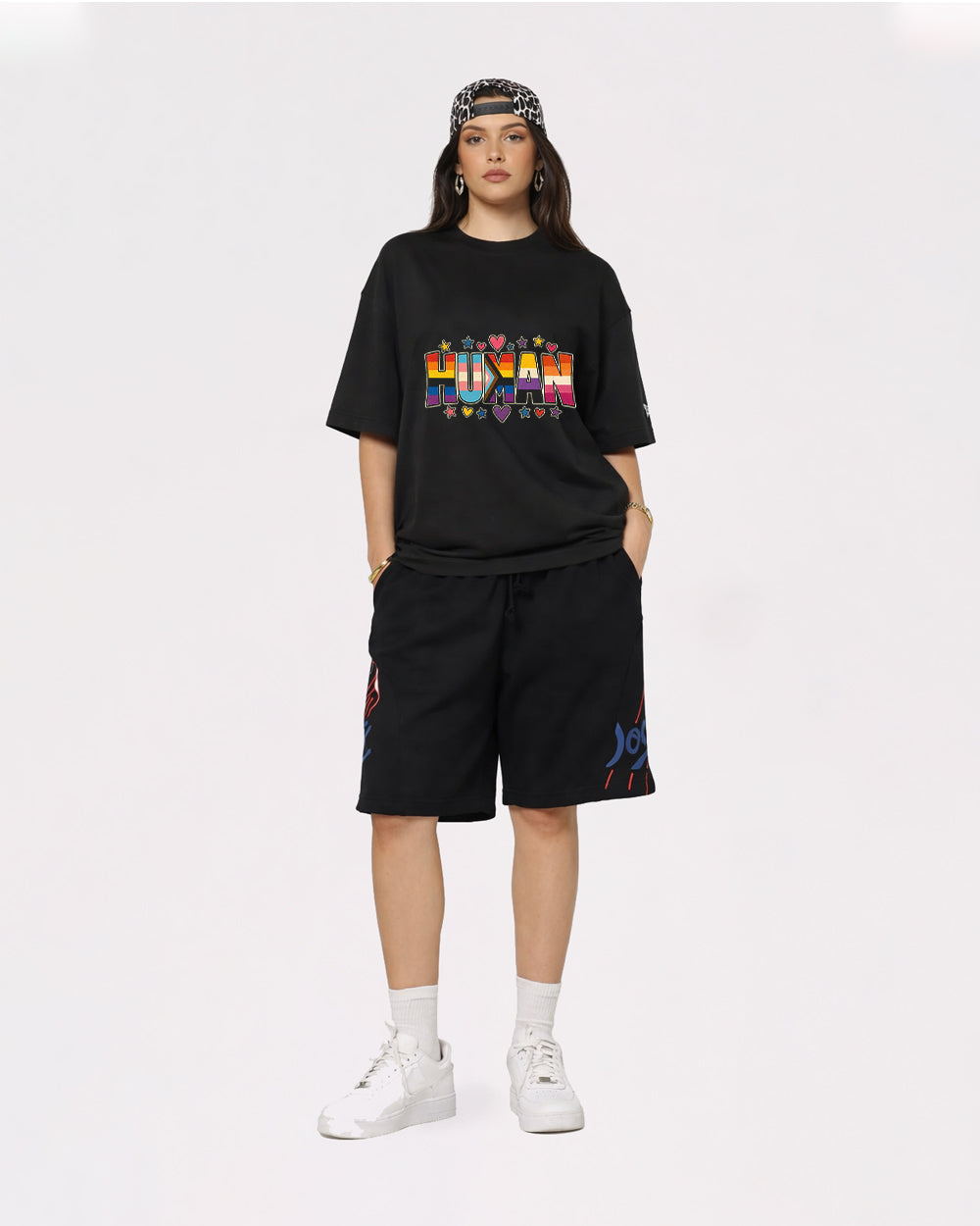 Human Evolution Pop Culture Graphic T-Shirt, full body fit view, image 2