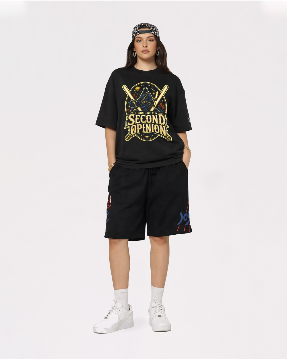 I Brought a Second Opinion Retro Graphic T-Shirt, full body fit view, image 2