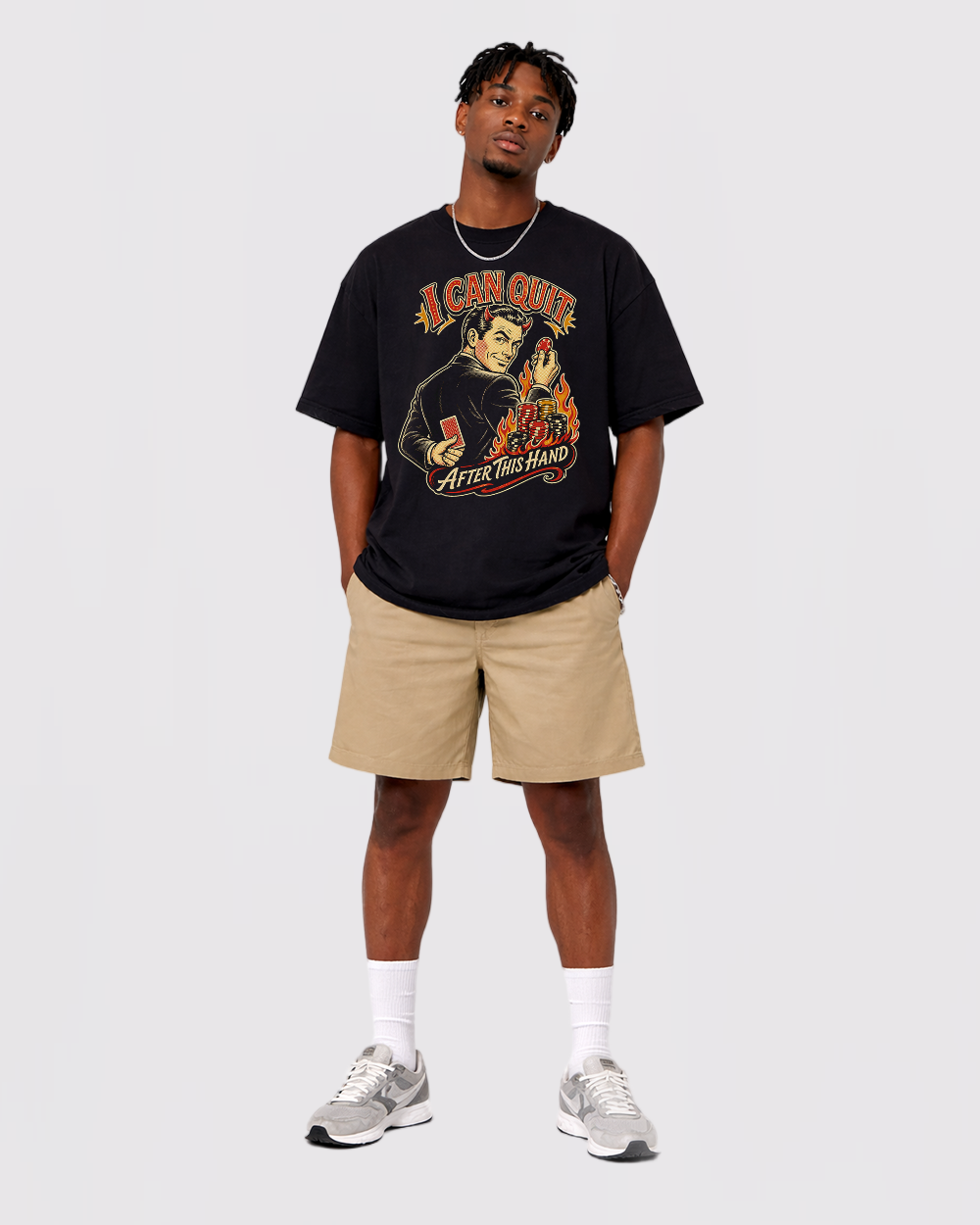 I Can Quit After This Hand Retro Graphic T-Shirt, full body fit view, image 2