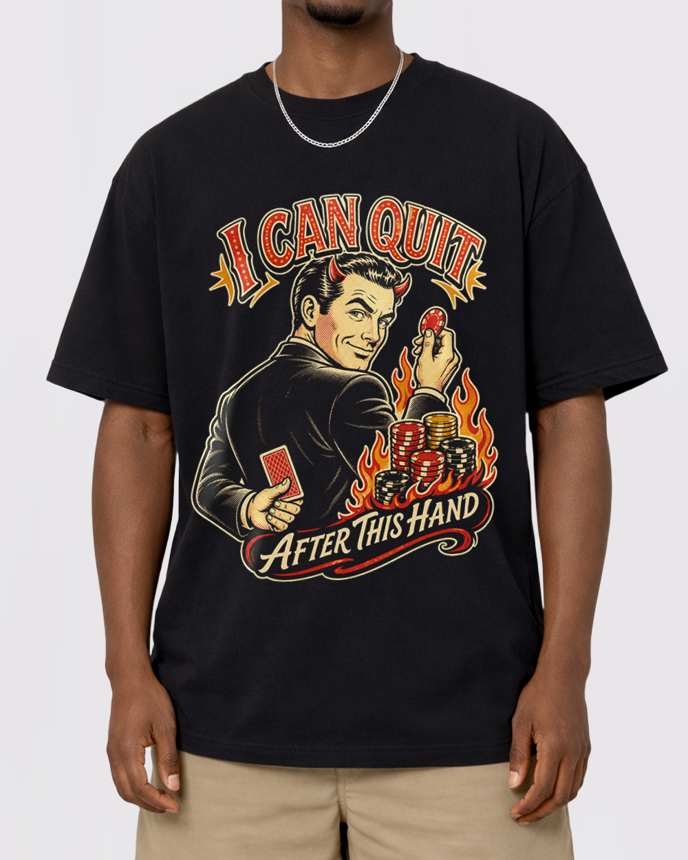 I Can Quit After This Hand Retro Graphic T-Shirt, primary front view, image 1