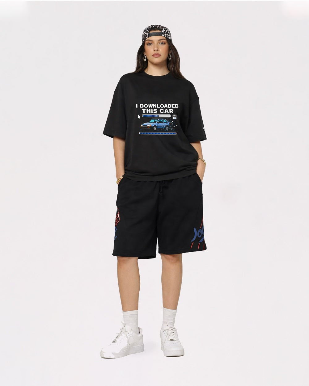 I Downloaded This Car Gaming Graphic T-Shirt, full body fit view, image 2