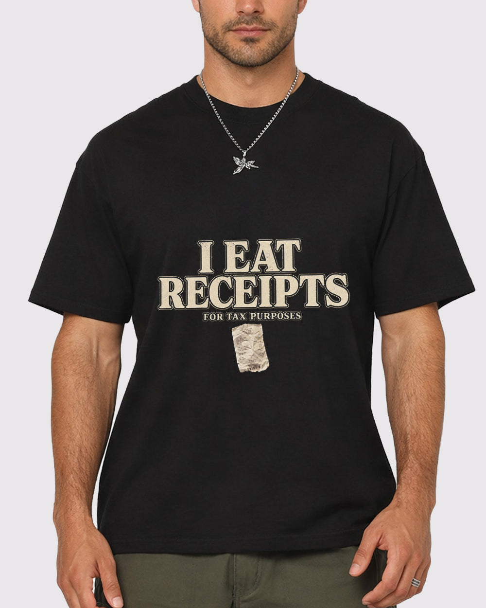 White I Eat Receipts Graphic T-Shirt primary front view 1 image