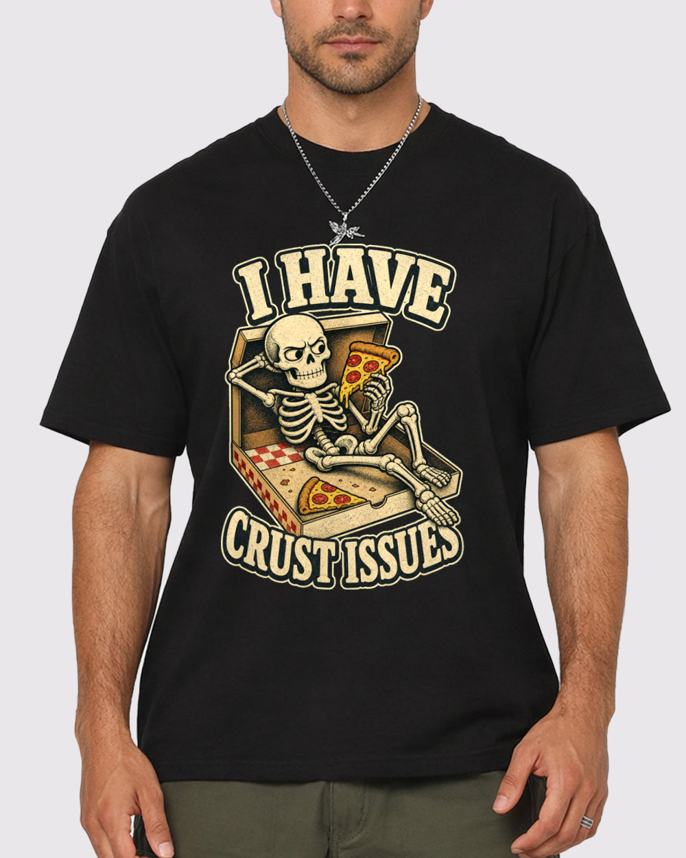 I Have Crust Issues Dark Graphic T-Shirt, primary front view, image 1
