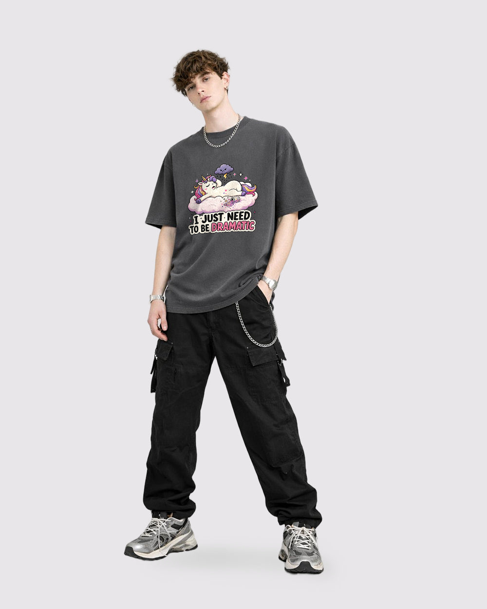 I Just Need to Be Dramatic Animal Graphic T-Shirt, full body fit view, image 2