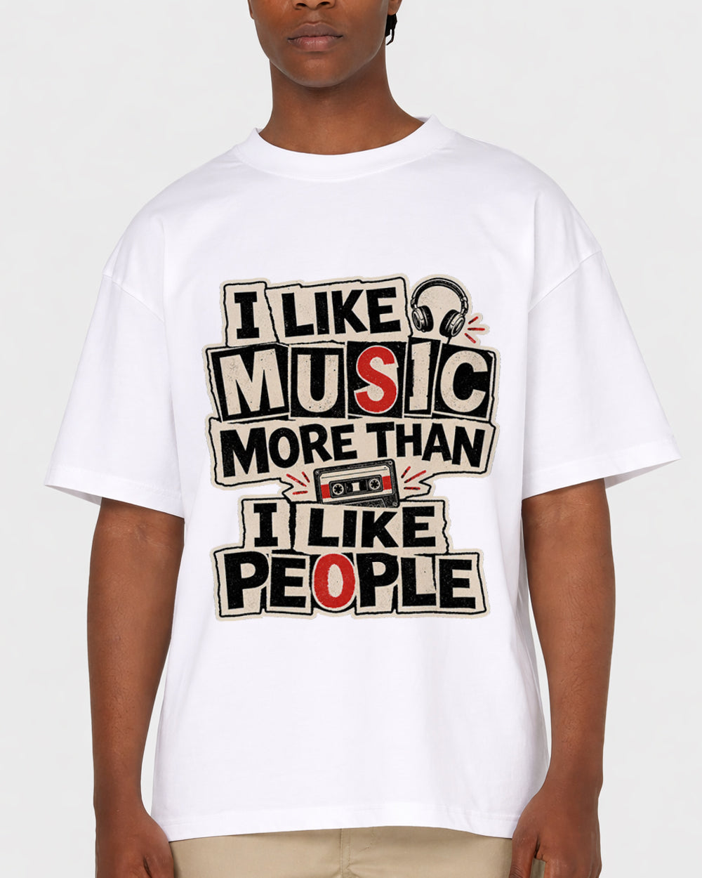 I Like Music More Than I Like People Pop Culture Graphic T-Shirt, primary front view, image 1