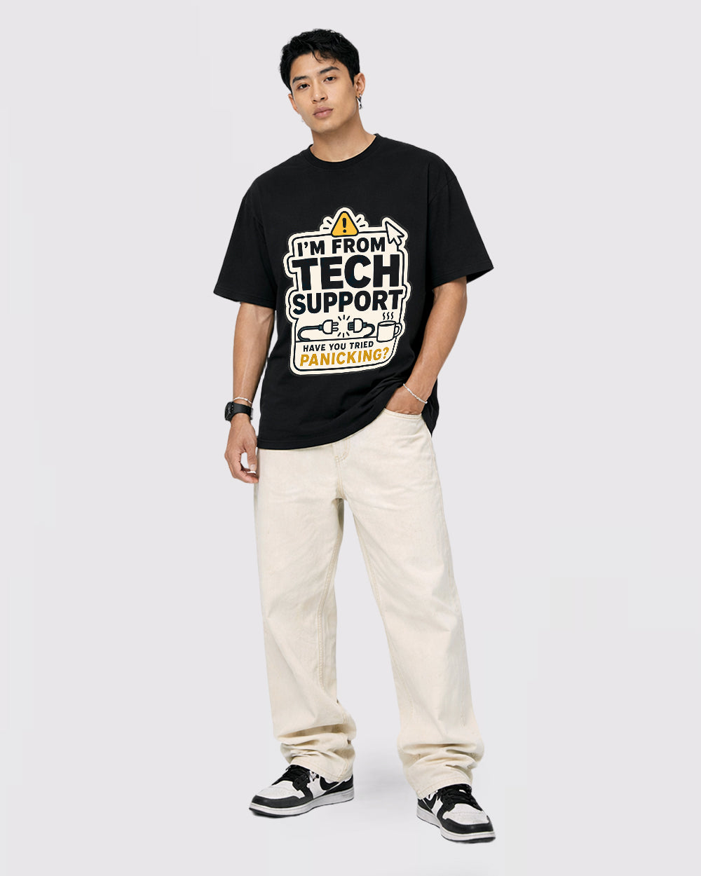 I'm From Tech Support Pop Culture Graphic T-Shirt, full body fit view, image 2