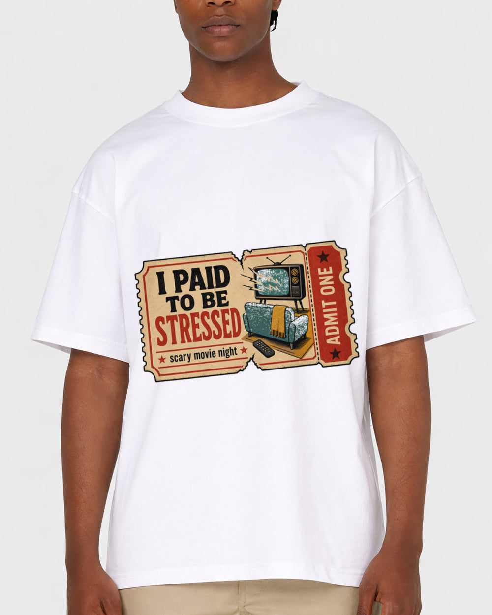 I Paid To Be Stressed Funny Graphic T-Shirt, primary front view, image 1