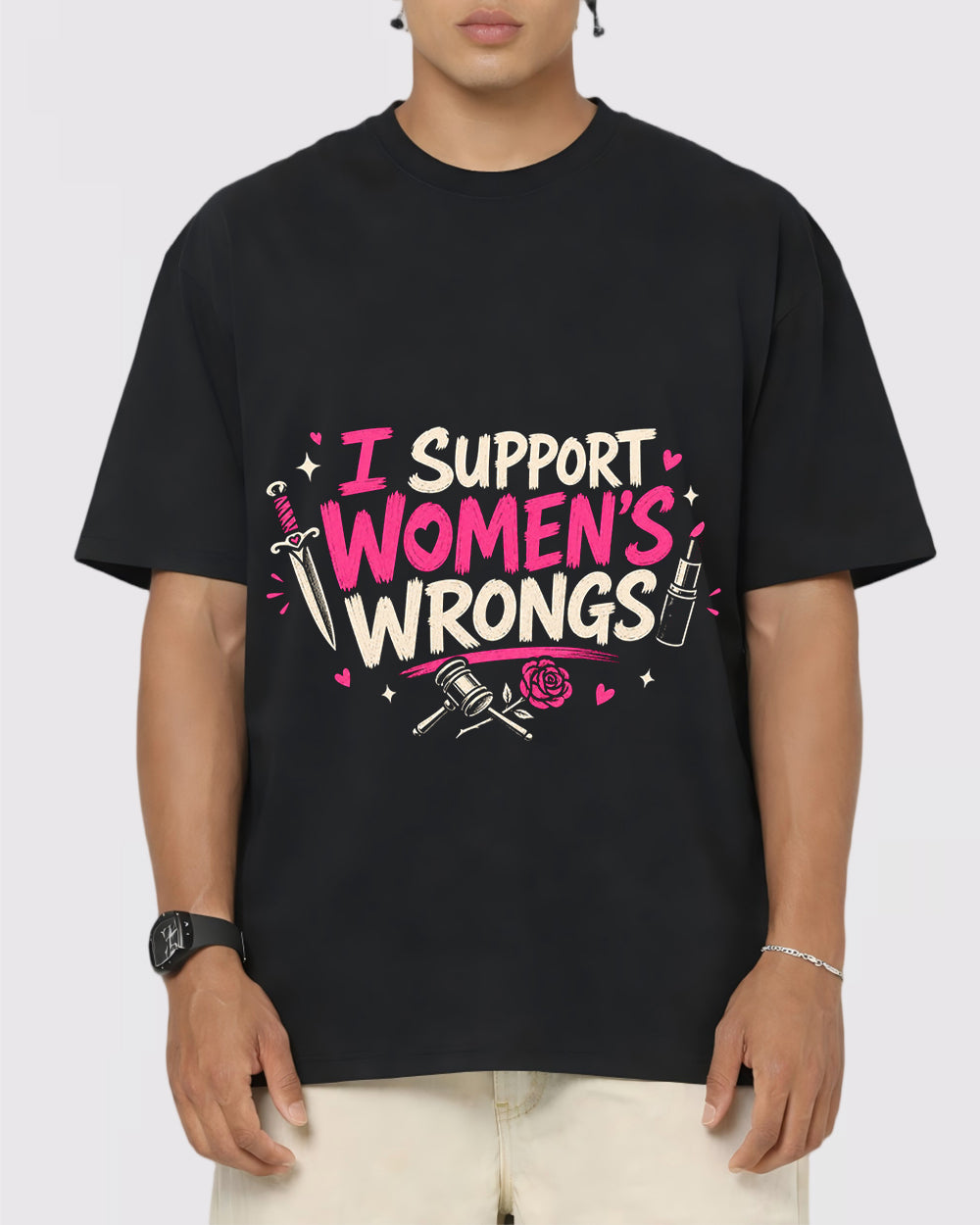 White I Support Womens Wrongs Graphic T-Shirt primary front view 1 image