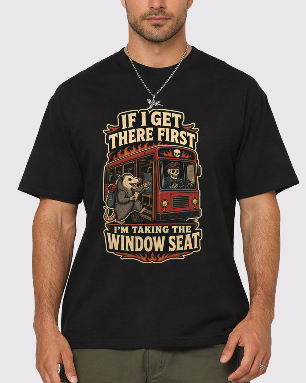 If I Get There First, I'm Taking The Window Dark Graphic T-Shirt, primary front view, image 1
